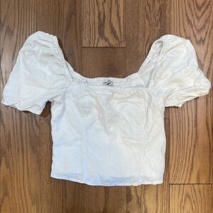Abercrombie & Fitch White Puff-Sleeve Crop Top